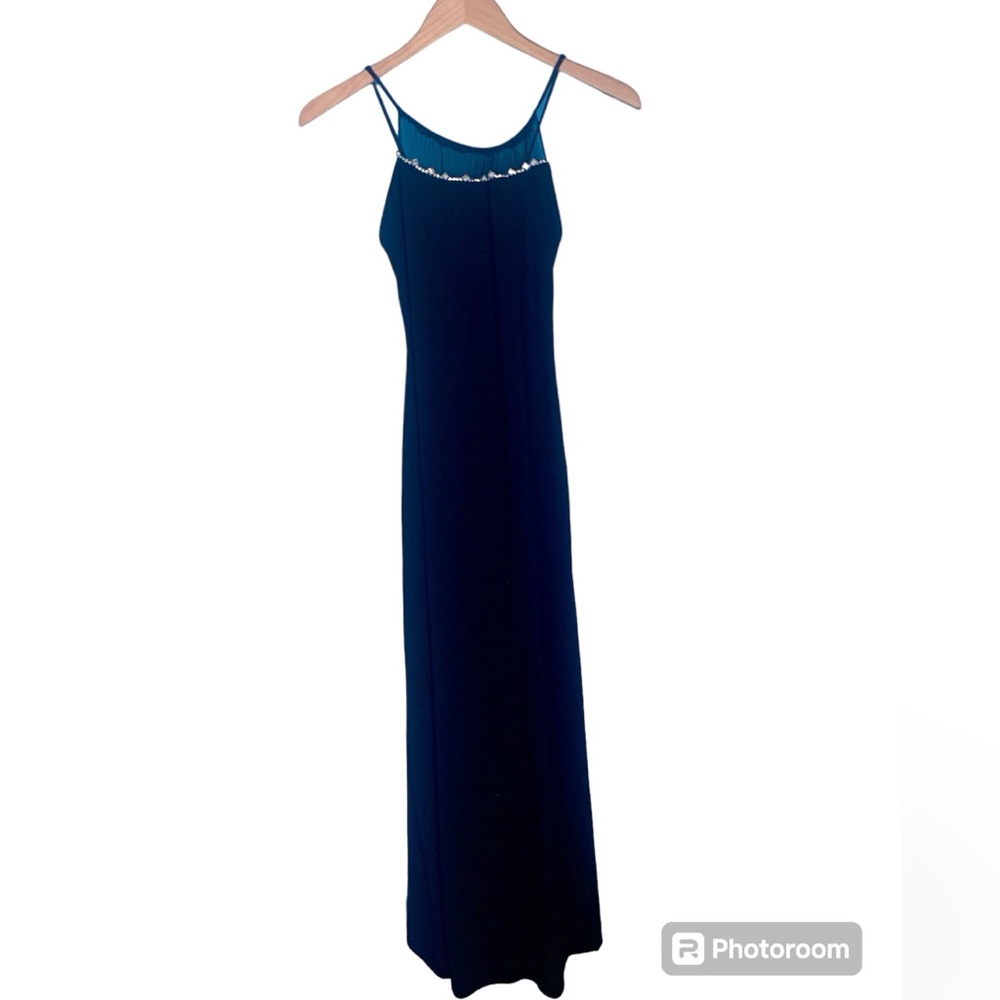 Ever Beauty Black Rhinestone Studded Mesh Empire Maxi Dress Size 6